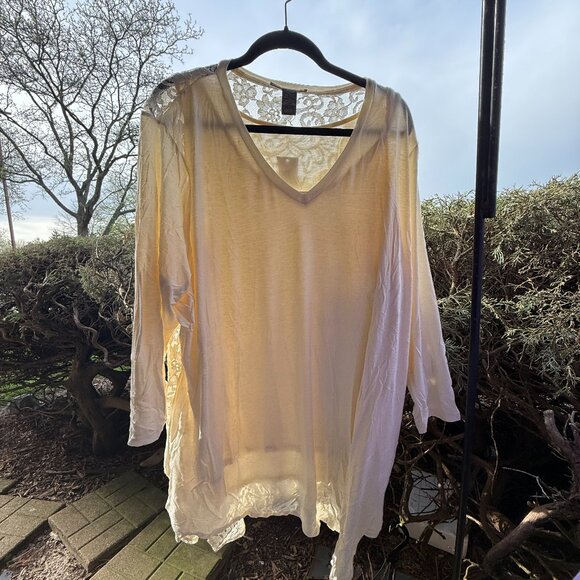 Kate & Mallory Lace Back 3/4 Sleeve Ivory Pullover Top Women's Plus Size 2X NWT - Picture 2 of 13